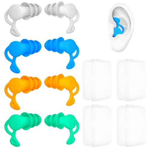 4 Par Bouchon Oreille Piscine,Bouchons Oreilles Pour Piscine,Oreille Adulte,4 Paires Oreil Silicone Réutilisables Et Imperméables Pour La Douche, La Natation, Le Surf