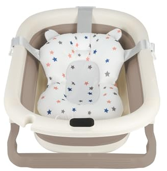 Belfoyer Baby Badewanne Faltbar mit Thermometer & Rutschfestem Badekissen – Tragbare Babybadewanne Ergonomisch, Platzsparend & Sicher – Für Neugeborene bis 3 Jahre, Baby Bathtub-WX44703