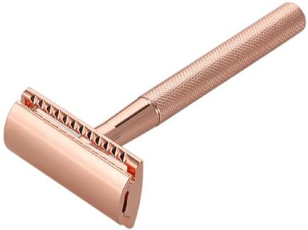 Dioche Dubbel Säkerhetshyvel i Rostfritt Stål Premium Rakverktyg för Män med Ergonomiskt Handtag Anti-sladd Design Perfekt (Rose guld)