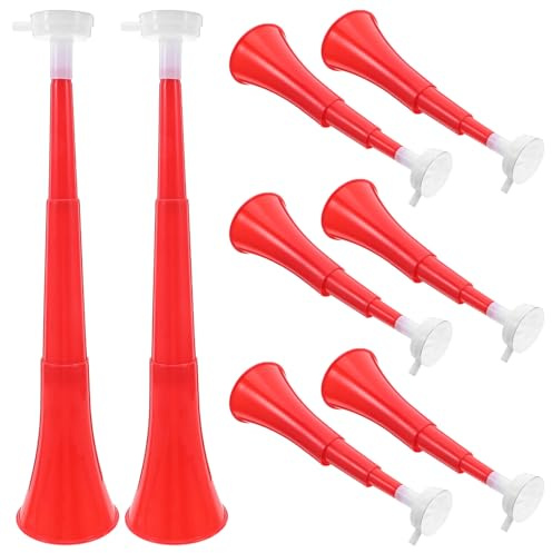 HEANUJJ 8 St Hopfällbara Jubelhorn För Stadion - Fotbollsfestgåvor, Högljudd Plastljudsapparat - Trumpet, Vuvuzela, Fläkt För Fotbollsmatcher, Evenemang, Födelsedagar (röd)
