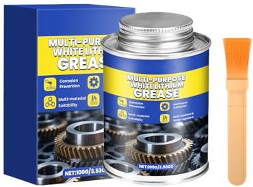 Grasso Al Litio 100g – Lubrificante Multiuso Bianco Con, Pennello per Ingranaggi Industriali, Adatto Catene, Cuscinetti Cerniere | Multipurpose Outdoor Indoor Utility Innovative Design Stable