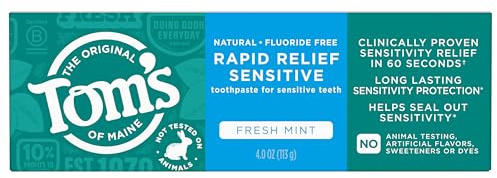Tom's of Maine - Natürliche Zahnpasta-schnelle Entlastung empfindliche Fluorid-Freie frische Minze - 4 Unze.
