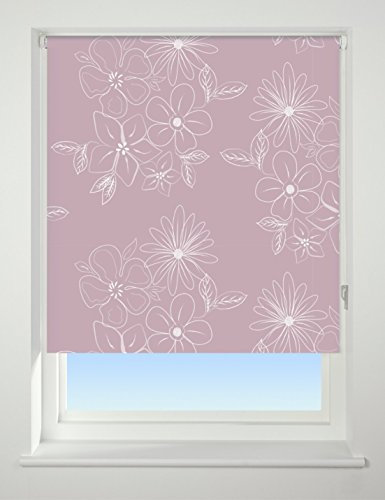 UNIVERSAL Floral Cluster Patterned Thermal Blackout Roller Blind, Pink, W60cm