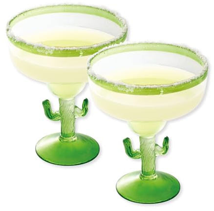 Supreme Housewares Cactus Margarita Glasses, Durable BPA-Free Acrylic Drinkware, Shatter-Proof and Reusable, Green, 18 oz, Set of 2