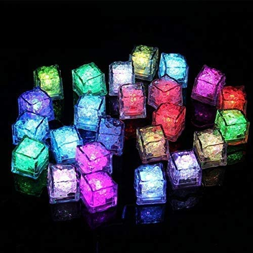 Jzhen 12Pcs Cubitos de Hielo LED Decoración para Bebidas para Fiesta, Boda, Club y Bar ect