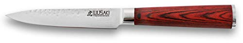 Wusaki Pakka X50 Couteau Universel lame 12cm en acier inox martelé, manche en pakkawood - Vendu dans un coffret noir