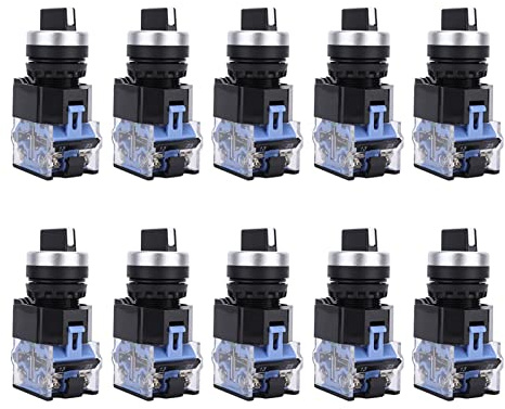 10 Stück 3 Positionen Drehschalter 22 mm Wechselschalter BEM38-20X/31 Drehwahlschalter Selbstsichernd Wahlschalter