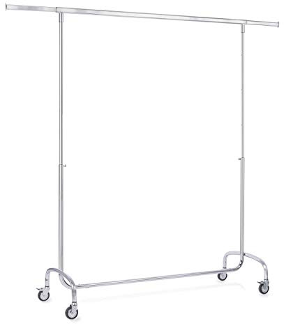 goodsforbusiness GmbH Rollbarer Konfektionsständer, Kleiderständer breiten-/ höhenverstellbar B143-205 x T55 x H145-215cm verchromt, Rollständer für Profis, sehr langlebig