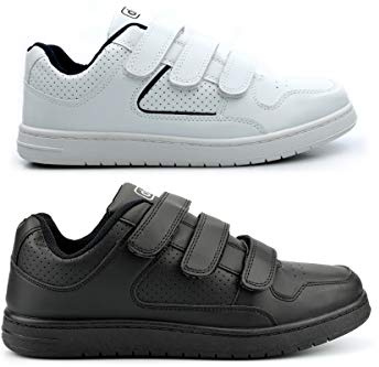 Men's Touch Fastening Casual Trainers/Shoes - Black/White, UK Size 9