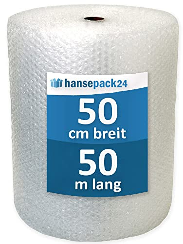 6 Rollen Luftpolsterfolie 60 my 50cm x 50m Versandfolie Verpackungsmaterial für Versand und Umzug Bubble Wrap