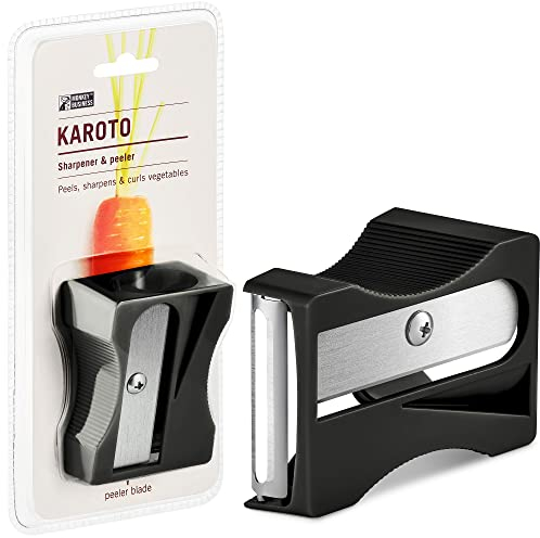 Karoto - Affilatrice per carote, pelapatate per verdure e cetrioli, divertenti gadget da cucina, da una serie di sbucciatrici uniche per cucina, divertenti cose da cucina | by Monkey Business (nero)
