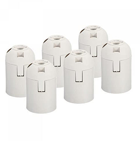 sourcing map Licht Steckdose 250V E26/E27 57x37mm Einschraubbar LED Lampe Weiß Pack mit 6