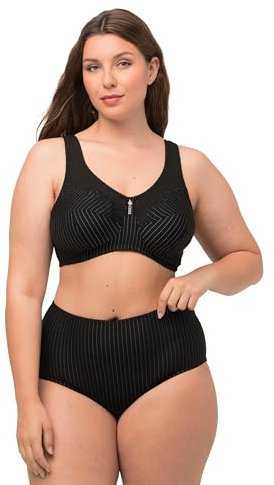 Ulla Popken Damen Entlastungs-BH, ohne Bügel, Strassanhänger, Cup C - G BRA, schwarz, 125E