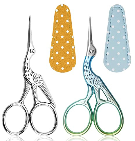 Broderisax, 2-pack små saxar, sysaxar hantverk rostfritt stål saxsaxar papper kontor sömnad med skyddskåpa