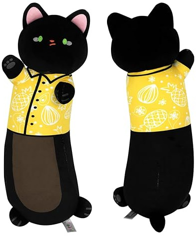 Terbaik 50CM Peluche Gatto Super Morbido, Cuscino per Bambini e Amanti dei Gatti, Bambola, Nero