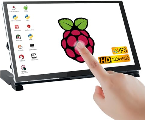 LAFVIN 7 inch HDMI LCD 1024x600 Resolution Capacitive Touch Screen IPS Display Module Compatible with Raspberry Pi 4 3 2 1 B B+ A+, PC, Supports Windows 10/8.1/8 / 7