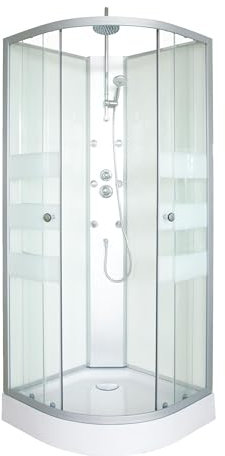 ONDEE - Cabina doccia idromassaggio AMELIA - Porta scorrevole - Bianco - Quadrante 90cm