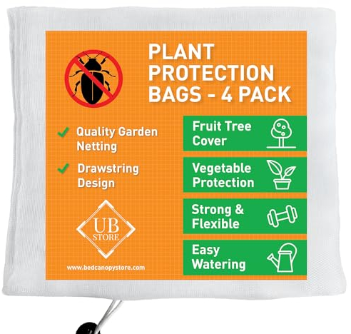 Filet pour Arbre Fruitier 75x100CM en Paquet de 4 | Sacs de Protection pour Arbres Fruitiers et Légumes de Différentes Tailles | Blanc Protecteur en Tissu Maillé pour Oiseaux et Insectes