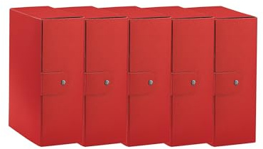 Esselte C32 EUROBOX Cartella Progetti per l'archiviazione, chiusura con bottone, 25 x 35 cm, Dorso 12 cm, Rosso, Confezione da 5 pz, 390332160