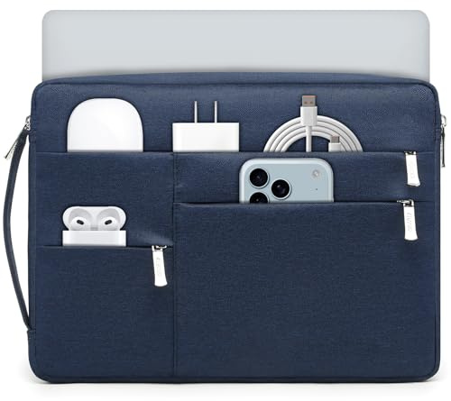 HYZUO 15-16 Pouces Housse Sacoche Ordinateur Portable pour MacBook Pro 16 M5/M4/M3/M2/M1 2026-2019, 15 Surface Book, 15 15,6 Dell HP Lenovo ThinkBook ASUS Acer Samsung Huawei, Bleu Marine