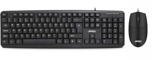 JUSTOP USB Wired Full Size Slim Keyboard and Mouse Set, Business Keyboard and Mouse Wired for Computer, Laptop, Windows Home Office