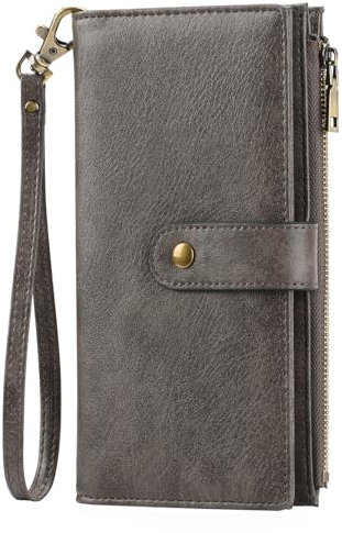 GOIACII Geldbörse Damen Groß im Langformat Leder Portemonnaie Damen mit RFID Schutz, Geldbeutel für Frauen mit 16 Kartenfächer und Handschlaufe