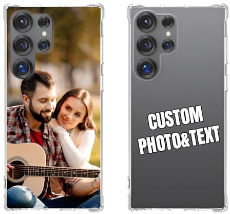 Coque Personnalisable pour Samsung Galaxy S25 Ultra 5G PersonnaliséE Photo Texte Logo Anti-Jaunissement Clair 4 Coins en TPU RenforcéS Transparent éTui De Protection Anti-Rayures Bumper Housse