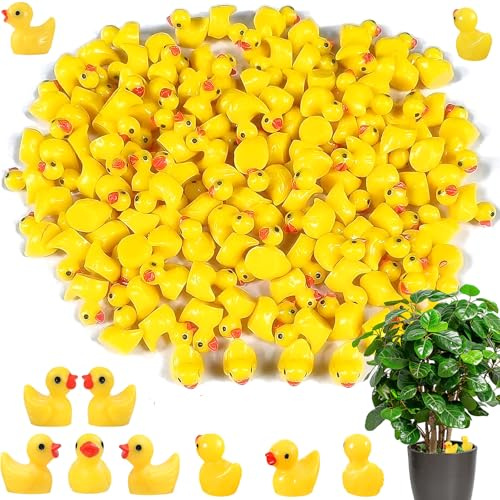 FLZONHUT Mini Anatre in Resina,100 Pezzi Anatre in Resina in Miniatura,Mini Resin Ducks,Miniatures Figure,Decorazioni per Acquari,Piante In Vaso,Paesaggi Microgiardino,Ornamenti Fai Da Te