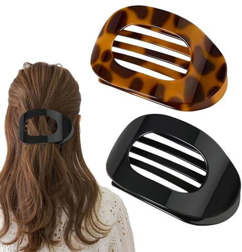 Pinzas para el pelo para mujer, 2 unidades, planas, sujeción segura, dientes internos, para niñas y mujeres, uso diario, deporte o relajación