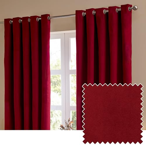 furn. The Ultimate Velvet occhielli coppia di tende - Tende in velluto morbide ed eleganti che oscurano la stanza (Borgogna - 168x229cm)