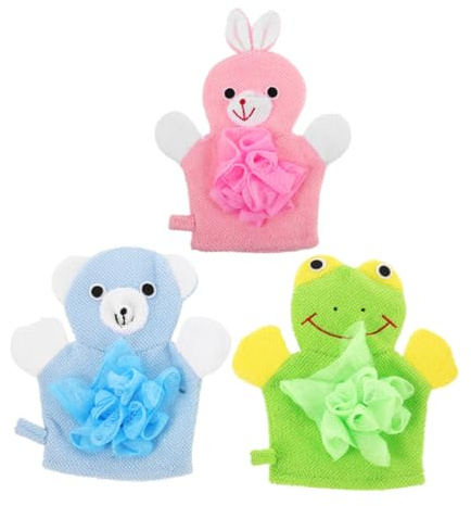 MOTHNUR 3 pièces Exfoliants pour Corps Mitaines de Bain Lavables pour Doux pour Exfoliation Complète Corps Accessoires de Toilette pour Garçon Fille et Maison