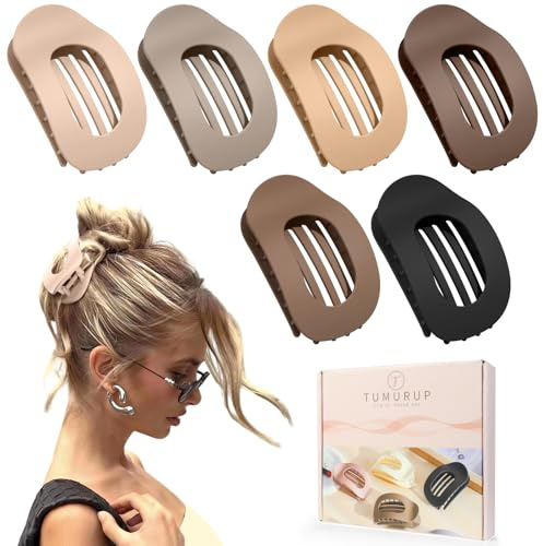 Tumurup Pinzas Pelo Mujer 6 Unidades | Pinza Pelo Grande Antideslizante & Elegante | Hair Clip Plano para Uso Diario y Deporte