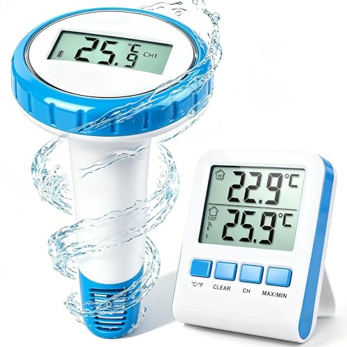 Termometro digitale senza fili per piscina, termometro galleggiante, impermeabile IPX8, termometro a 3 canali per piscine, vasche da bagno, acquari, vasche idromassaggio e spa, utilizzabile in interni