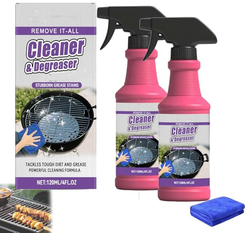 Fast-Acting Heavy-Duty Grill Degreaser Spray, 120 ML BBQ Heavy Duty Degreaser Grill Cleaner Spray, Grills Cleaner Spray For Outdoor Grills (2pcs)