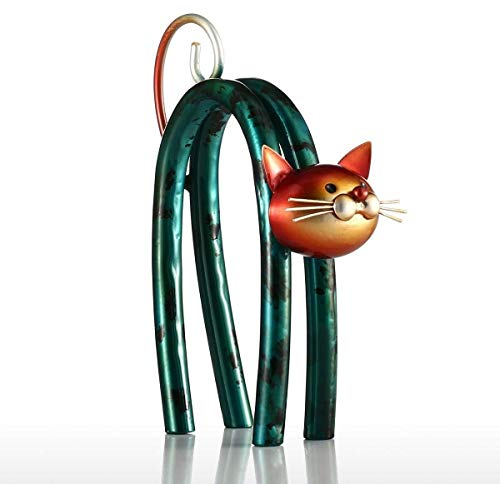 Tooarts Gatto interattivo di primavera Scultura astratta Scultura moderna - Opera d'arte in ferro fatta a mano per l'arredamento moderno e per i regali