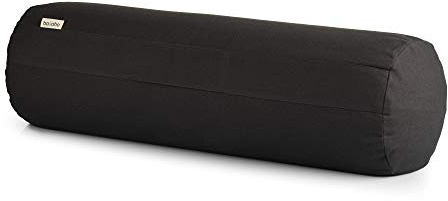 basaho Bolster Yoga | Algodón Orgánico | Cáscara de Trigo Sarraceno | Funda Extraíble Lavable (Negro Zen)