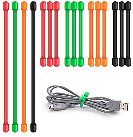 YXHZVON Attaches torsadées Lot de 16 serre-câbles en silicone Organisateur de cordons en caoutchouc réutilisable polyvalent pour la gestion des câbles (3 pouces, 6 pouces)