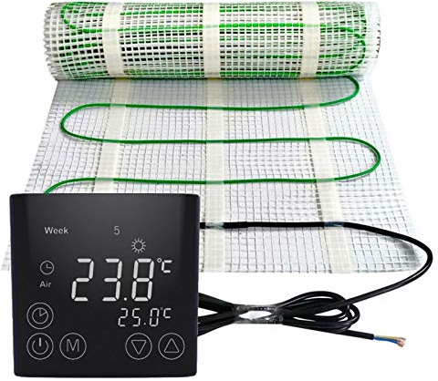 Elektrisk golvvärme 150 watt per m² termostat touch svart elektrisk TWIN teknik JWS olika storlekar, storlek (m²): 3 m²