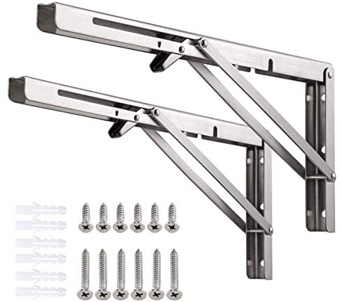 Professionelle Klappkonsole Schwerlast, 350mm Edelstahl Klappkonsole Tisch Klappregalhalterungen Klappträger Regalträger für Bänke und Regale