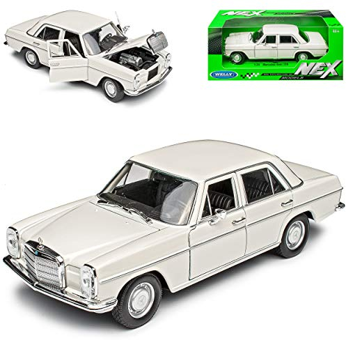 Mercedes-Benz 220/8 Strich Acht Limousine Beige Creme Weiss W114 W115 1967-1976 1/24 Welly Modell Auto mit individiuellem Wunschkennzeichen