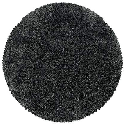 Carpetsale24 Shaggy Hochflor Teppich Grau 160 cm Rund Extra Weich & Waschbar - Jute Rückseite für Fußbodenheizung, Einfarbig & Flauschig für Wohnzimmer & Schlafzimmer