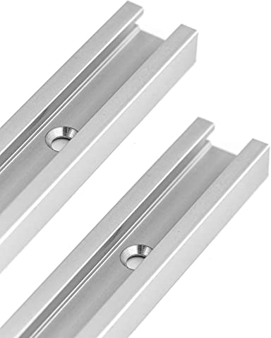 QWORK® 300mm T-Schiene T-Nut Gehrungsschiene Alu mit Doppelschnittprofil für Tischsäge Router Tisch Holzbearbeitungswerkzeug, 19 x 10 mm, 2 Stück