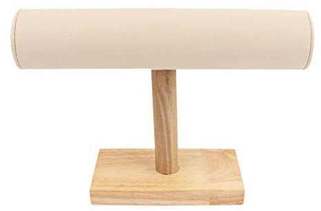 Sharplace Présentoir à Bijoux, Support de Barre En T, Organisateur de Rangement, Montres, Colliers, Chaîne En Bois, Bracelets, Bracelets, Organisation, Vitrine, Grand Beige
