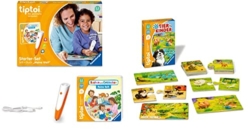 Ravensburger tiptoi Starter-Set 00112 - Stift und Bilderbuch Suchen und Entdecken Meine Welt - Lernsystem für Kinder ab 2 Jahren & tiptoi 00108 - Alle Meine Tierkinder