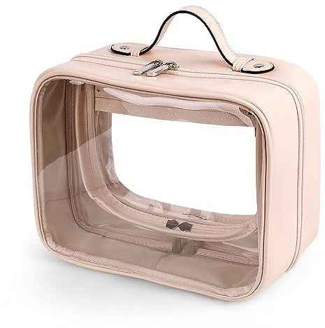 Lychii Transparent Kulturtasche für Männer & Frauen, Reise-Kulturbeutel Organizer Waschtasche für Handgepäck auf Flugreisen, Rosa, L