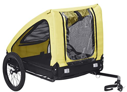vidaXL Fahrradanhänger Haustiere Gelb Schwarz Hundeanhänger Hundetransporter