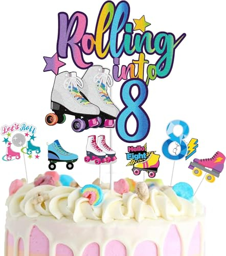 Kuchendekoration Cupcake Toppers, Rollschuh Kuchen Topper Picks, Tortenstecker, Tortendekoration, Rollschuh Tortenaufsatz, für Skaten Thema, Geburtstag Party Kuchen Dekorationen (C)