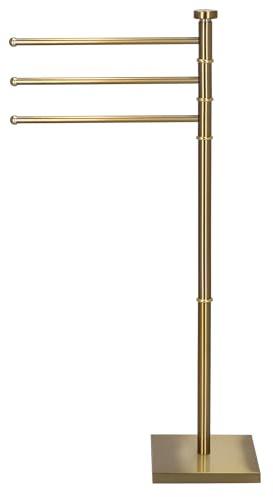 SPRINGOS Portasciugamani 3 aste mobili autoportanti in metallo, altezza 86 cm, per asciugamani e asciugamani da bagno, stabile supporto quadrato