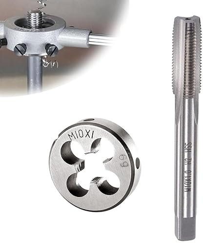 Ensemble de tarauds et filières métriques M10 x 1 mm, Taraud à Vis avec Filetage Rond, Taraud rainuré, kit de tarauds et filières pour la réparation de filetages de vis d'écrou, de boulons