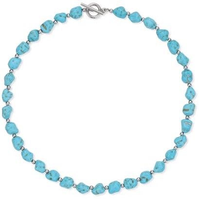 GAVU Collana da Donna con Pietre di Turchese Sintetico e Chiusura OT 50cm